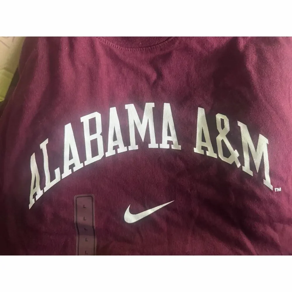 Nike Boys L Maroon Alabama A&M Short Sleeve T-Shirt Youth Game Day Tee